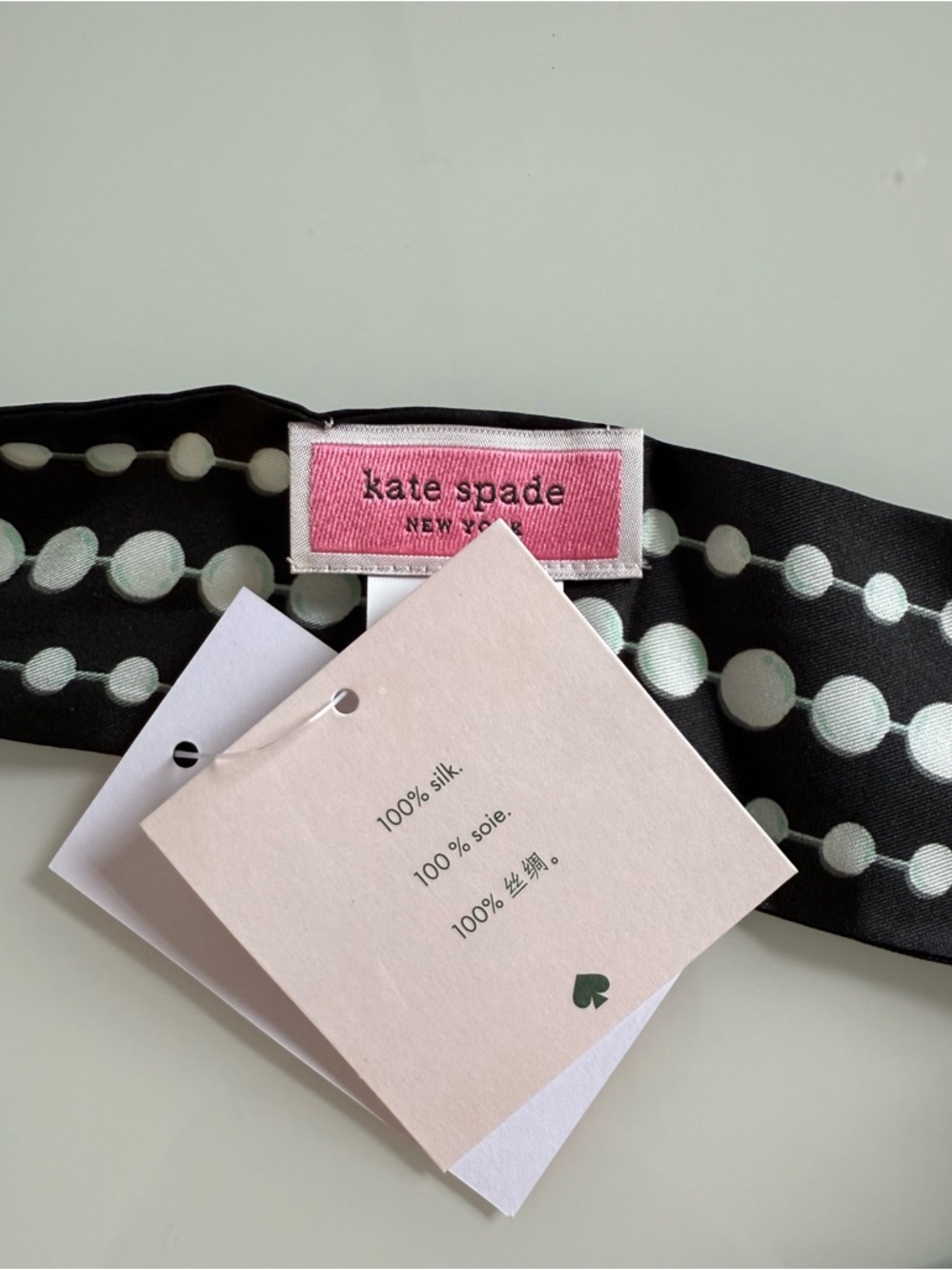 Kate Spade New York ♠️ pearls silk skinny scarf NEW with tags - Picture 6 of 7